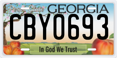 GA license plate CBY0693