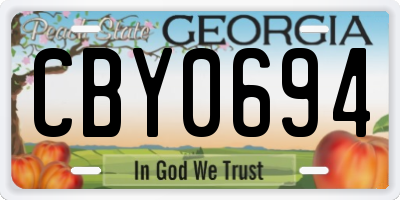 GA license plate CBY0694
