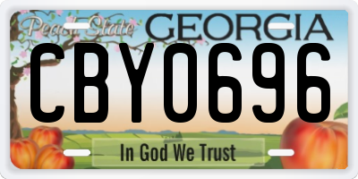 GA license plate CBY0696