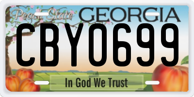 GA license plate CBY0699