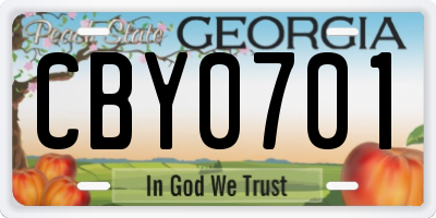 GA license plate CBY0701
