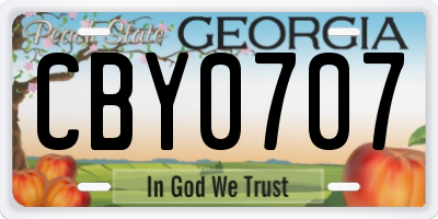 GA license plate CBY0707