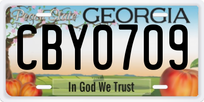 GA license plate CBY0709