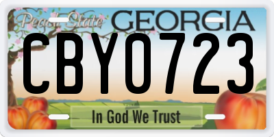 GA license plate CBY0723
