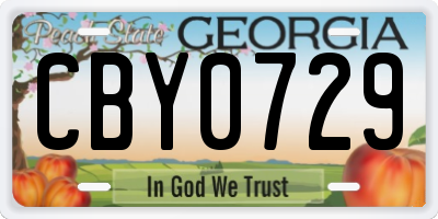 GA license plate CBY0729