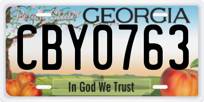 GA license plate CBY0763