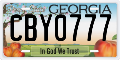 GA license plate CBY0777