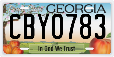 GA license plate CBY0783