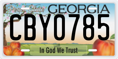 GA license plate CBY0785