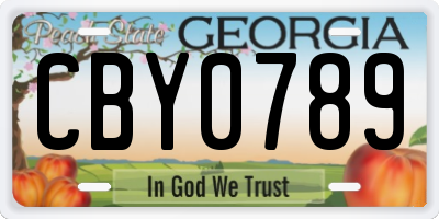 GA license plate CBY0789