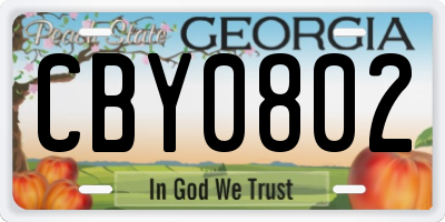 GA license plate CBY0802