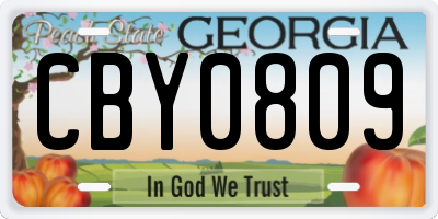 GA license plate CBY0809