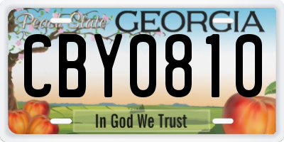 GA license plate CBY0810