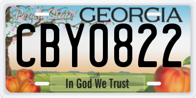 GA license plate CBY0822