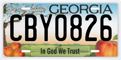 GA license plate CBY0826