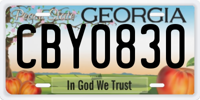 GA license plate CBY0830