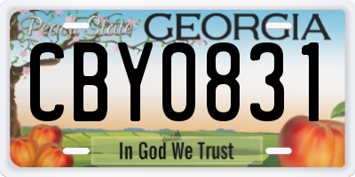 GA license plate CBY0831
