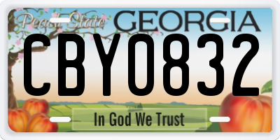 GA license plate CBY0832