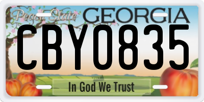 GA license plate CBY0835
