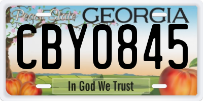 GA license plate CBY0845