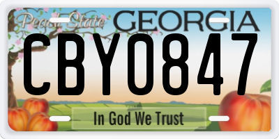 GA license plate CBY0847