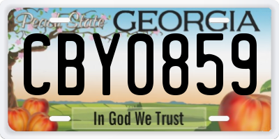GA license plate CBY0859