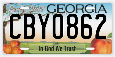 GA license plate CBY0862