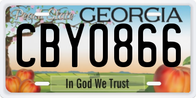 GA license plate CBY0866