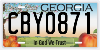 GA license plate CBY0871