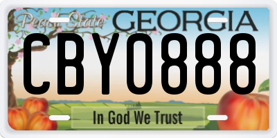 GA license plate CBY0888