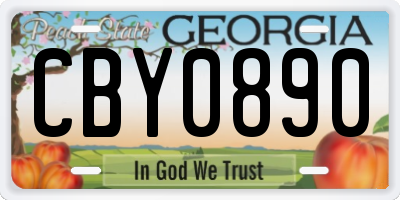 GA license plate CBY0890