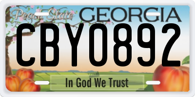 GA license plate CBY0892