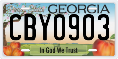 GA license plate CBY0903