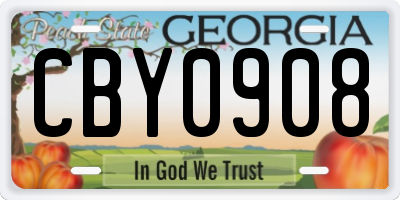 GA license plate CBY0908