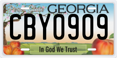 GA license plate CBY0909