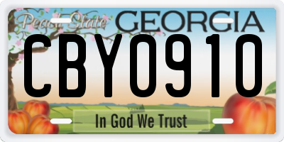 GA license plate CBY0910