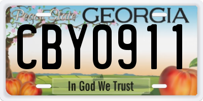 GA license plate CBY0911