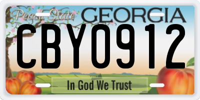 GA license plate CBY0912