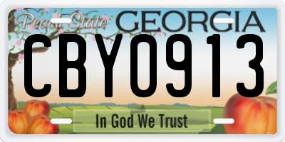 GA license plate CBY0913