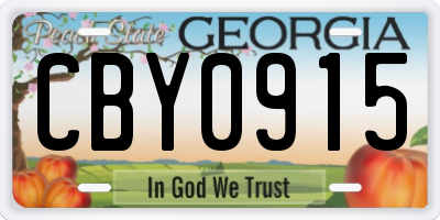 GA license plate CBY0915