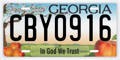 GA license plate CBY0916