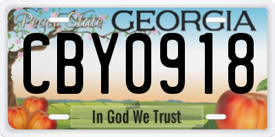 GA license plate CBY0918