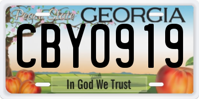 GA license plate CBY0919