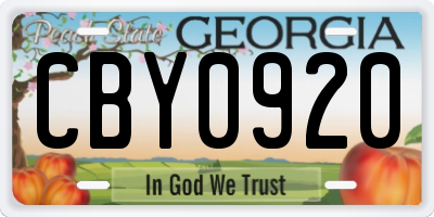 GA license plate CBY0920