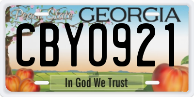 GA license plate CBY0921
