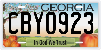 GA license plate CBY0923