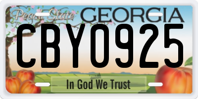 GA license plate CBY0925