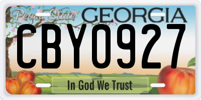 GA license plate CBY0927