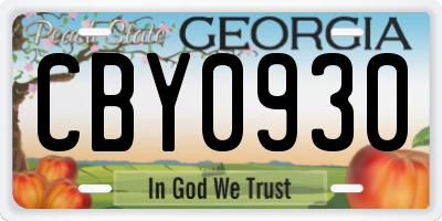 GA license plate CBY0930