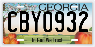 GA license plate CBY0932